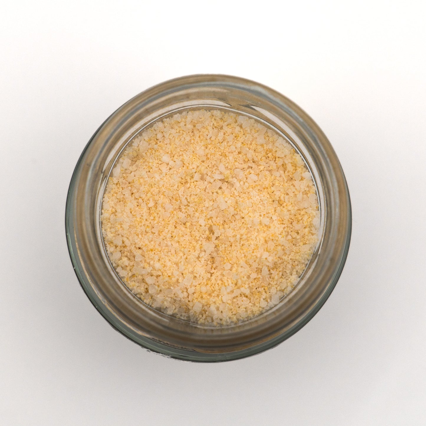 Offenes Glas Knoblauchsalz – feines Meersalz mit Knoblauchgranulat