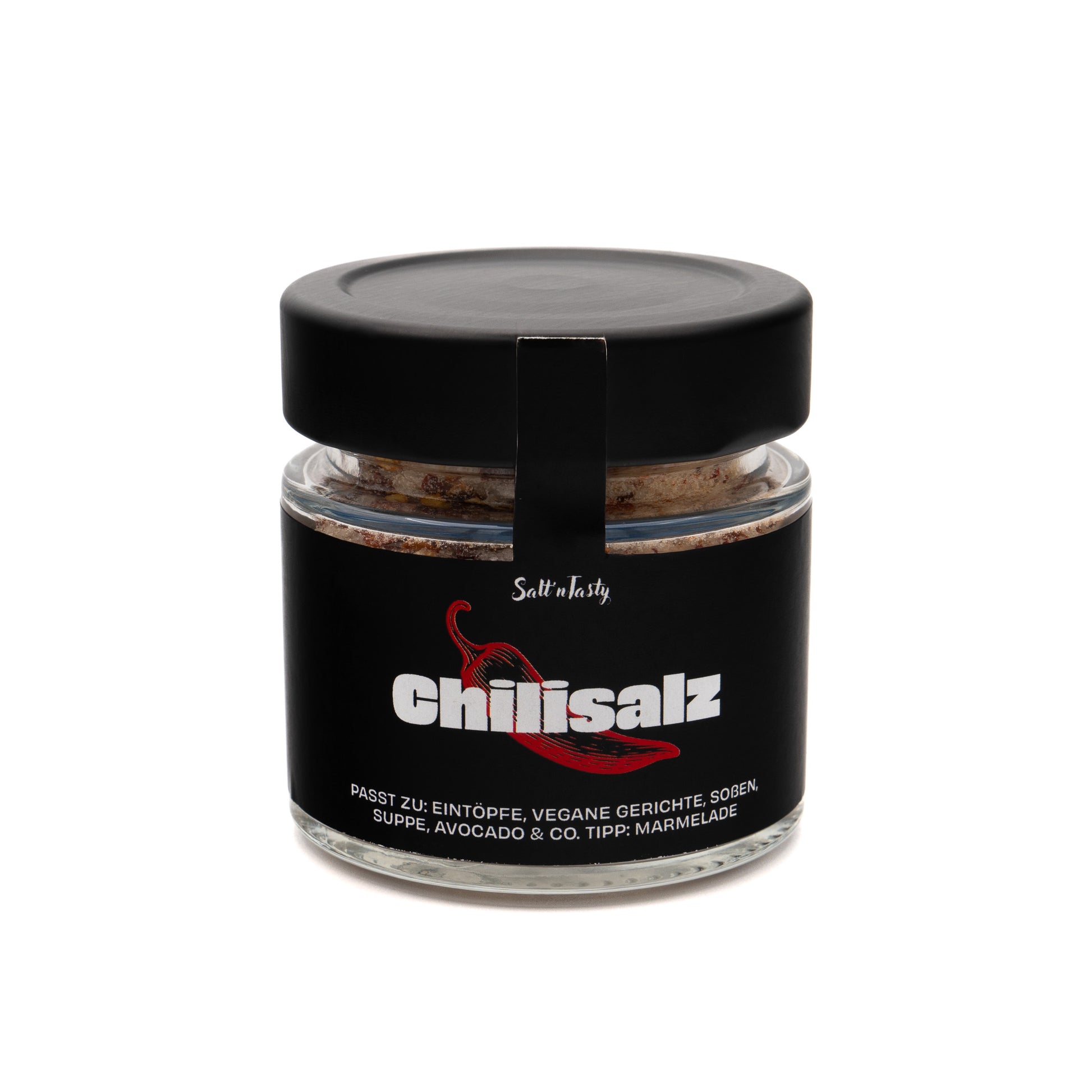 Chilisalz im Glas von SaltnTasty – scharfes Gewürzsalz mit Chiliflocken