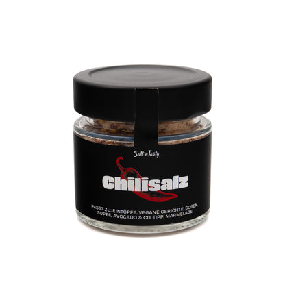 Chilisalz im Glas von SaltnTasty – scharfes Gewürzsalz mit Chiliflocken