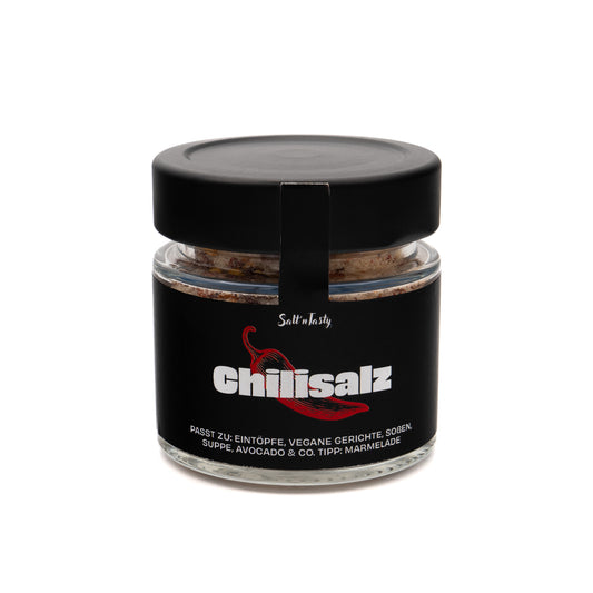 Chilisalz im Glas von SaltnTasty – scharfes Gewürzsalz mit Chiliflocken