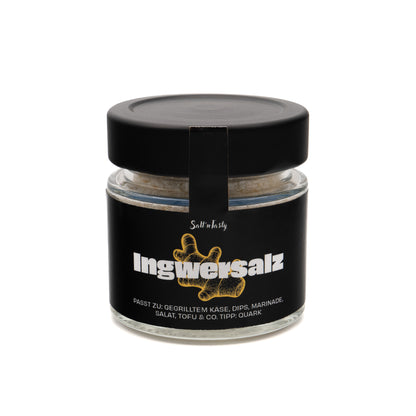 Ingwersalz im Glas von SaltnTasty – würziges Gewürzsalz mit Ingwer