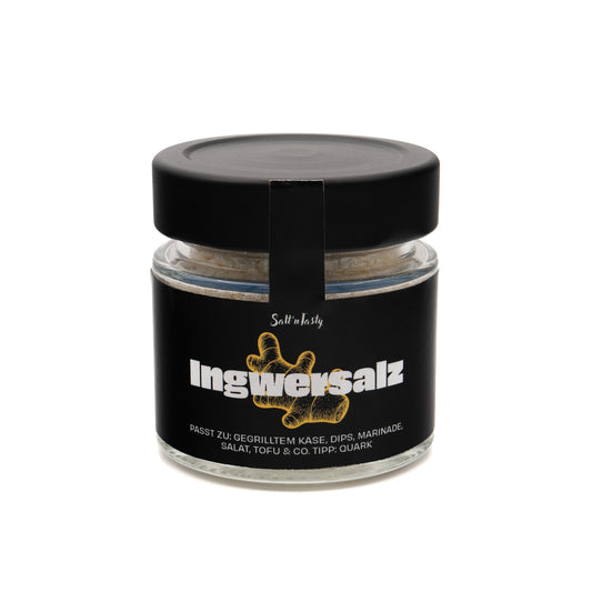 Ingwersalz im Glas von SaltnTasty – würziges Gewürzsalz mit Ingwer